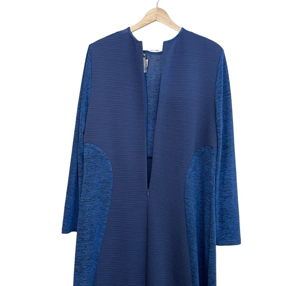 Sparrow Stretchy Jersey Knit Mixed Media Long Sleeve Maxi Dress Size L Blue - Picture 5 of 10